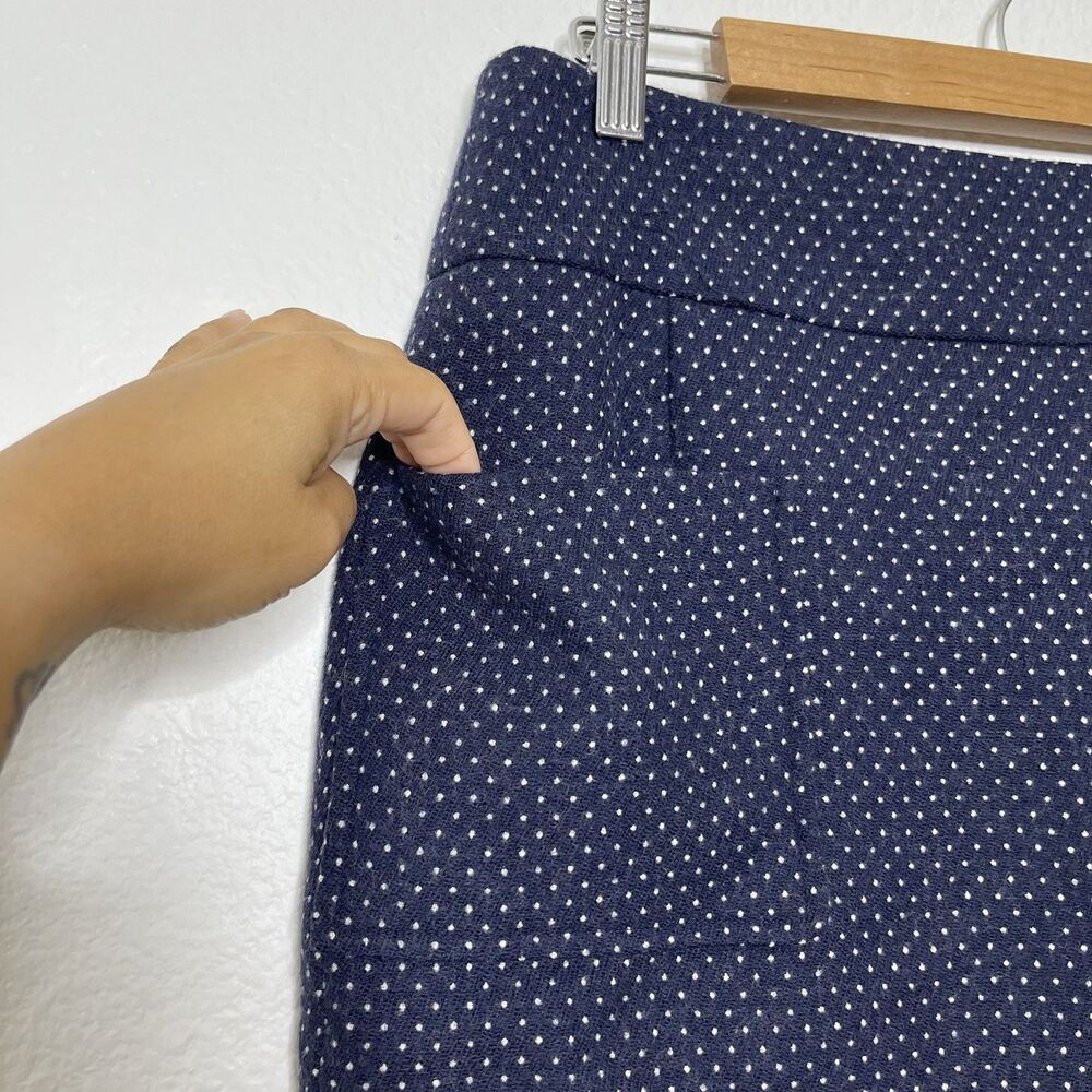 Hobbs London Mini Skirt US 8 UK 12 Blue Polka Dot Wool Blend Preppy A Line Paris - Picture 2 of 8